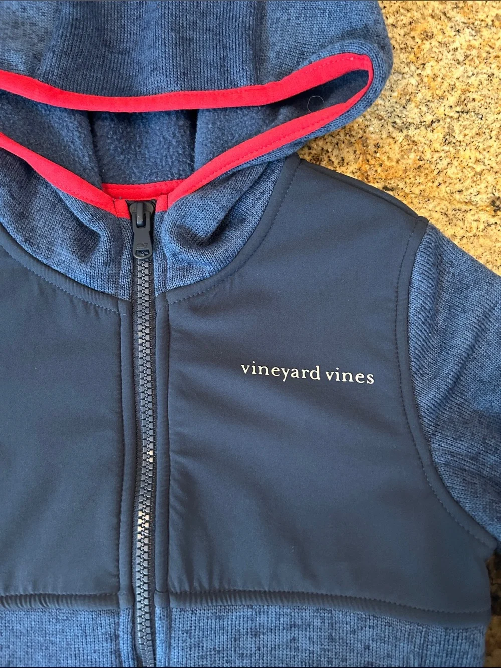 Vineyard Vines Navy and Red Trim Hooded Zip Jacket